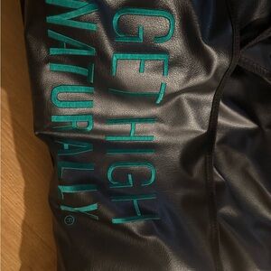 NaturalLily Black Tote Bag with Teal Lettering